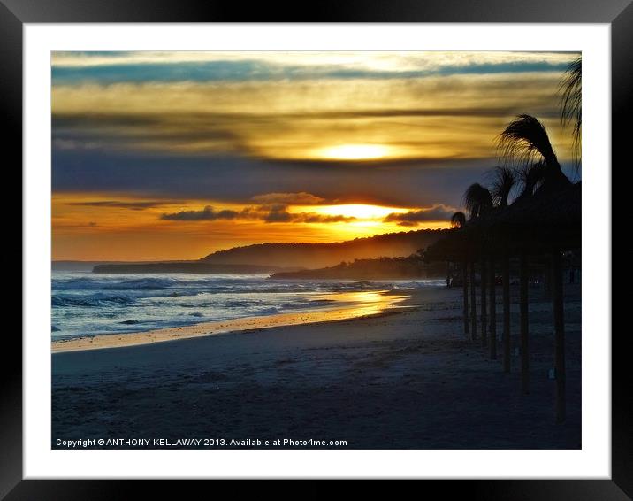 SUNSET SANTA THOMAS MENORCA Framed Mounted Print by Anthony Kellaway