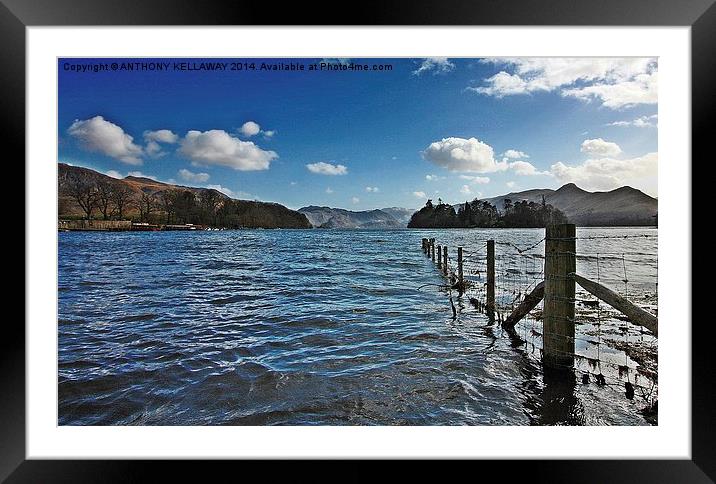 WINDY DAY ON DERWENT WATER Framed Mounted Print by Anthony Kellaway