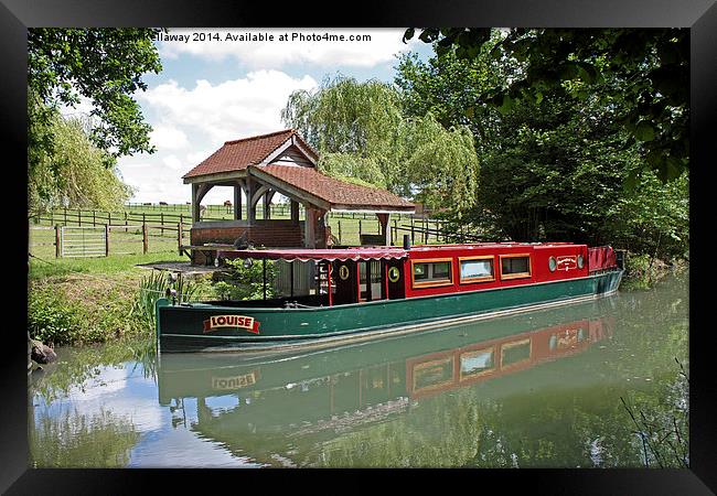 CANAL BARGE LOUISE ON THE BASNGSTOKE CANAL Framed Print by Anthony Kellaway