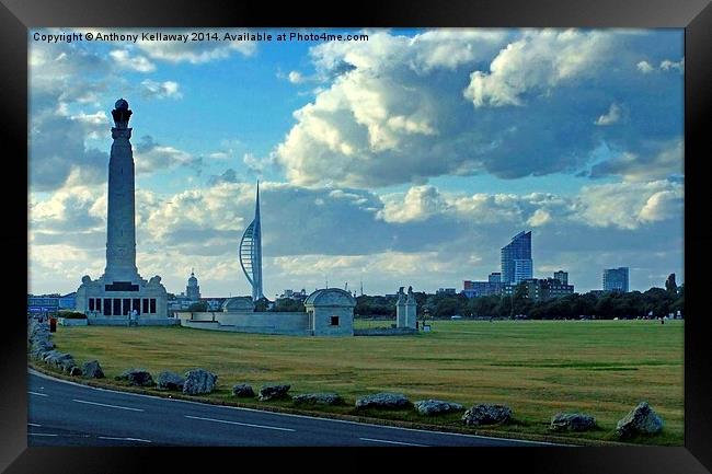  SOUTHSEA  NAVAL MEMORIAL AND SPINNAKER TOWER Framed Print by Anthony Kellaway