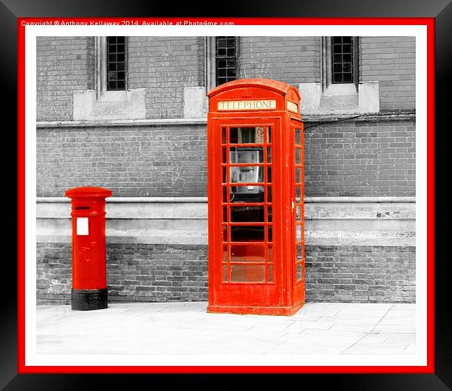  RED TELEPHONE BOX AND POST BOX Framed Print by Anthony Kellaway