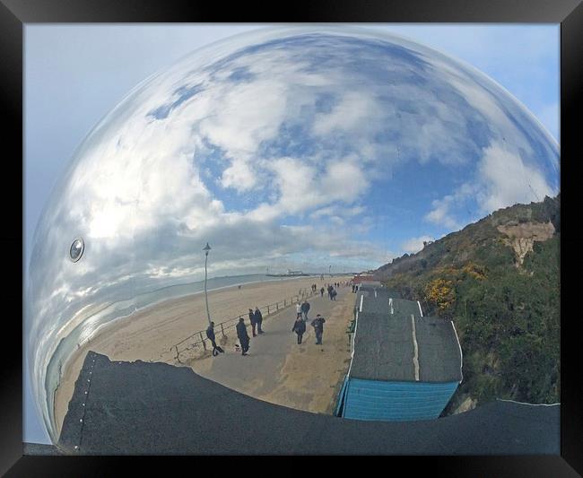  BOURNEMOUTH BEACH GLOBE Framed Print by Anthony Kellaway