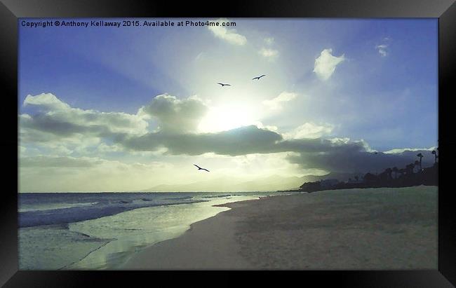  PUERTO DEL CARMEN BEACH SUNBURST Framed Print by Anthony Kellaway
