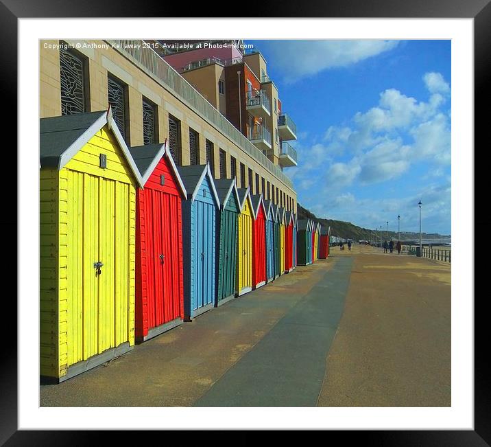  BOSCOMBE BEACH HUTS Framed Mounted Print by Anthony Kellaway
