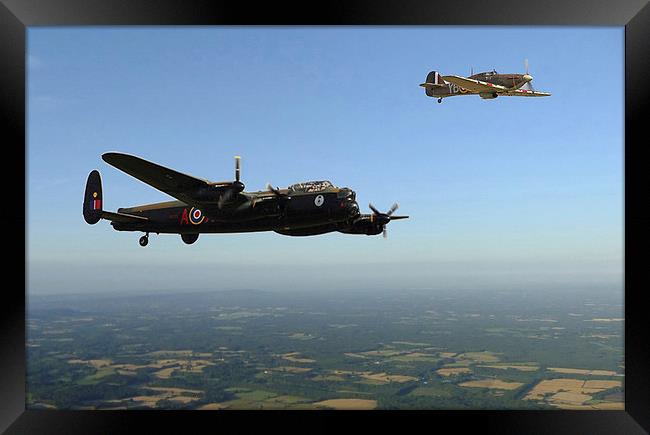 AVRO LANCASTER AND HAWKER HURRICANE Framed Print by Anthony Kellaway