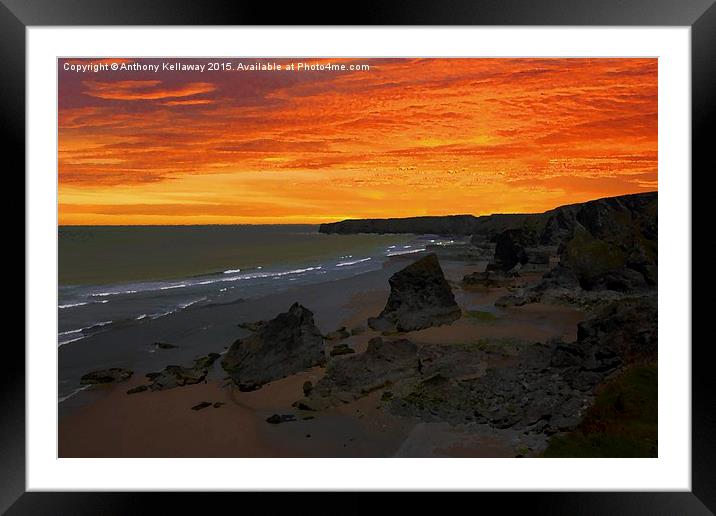  BEDRUTHAN STEPS BEACH SUNSET Framed Mounted Print by Anthony Kellaway