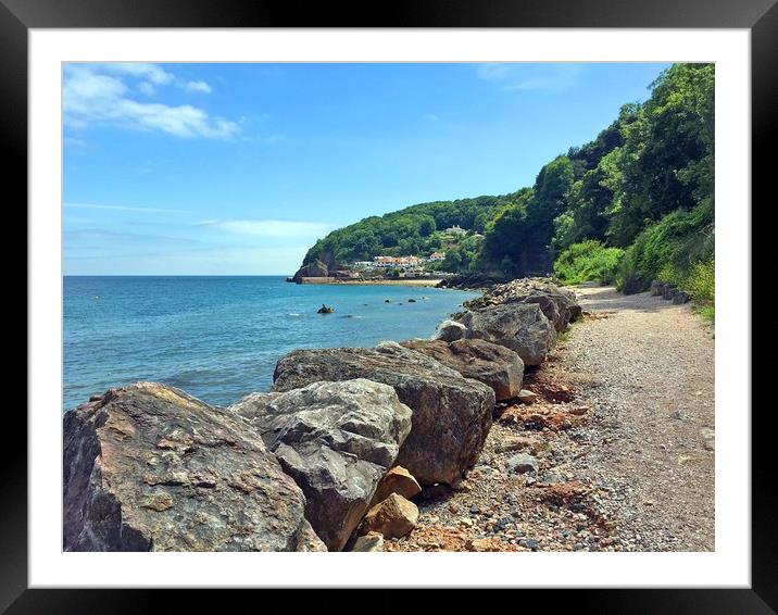 Oddicombe beach to Babbacombe harbour walk Framed Mounted Print by Anthony Kellaway