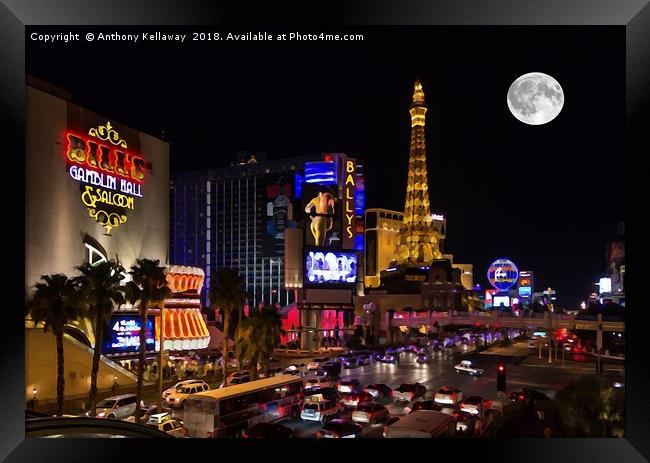 Las Vegas full moon Framed Print by Anthony Kellaway