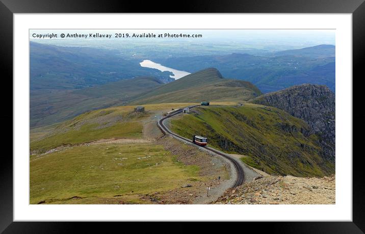   Snowdon mountain railway passing place           Framed Mounted Print by Anthony Kellaway