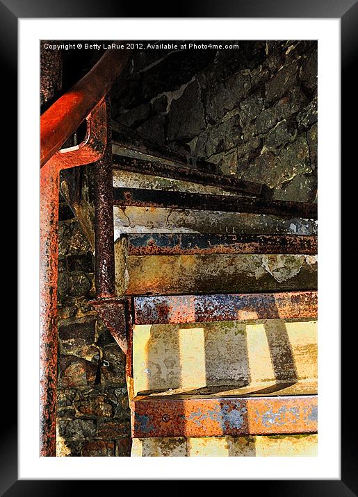 Rustic Tower Stairway Framed Mounted Print by Betty LaRue
