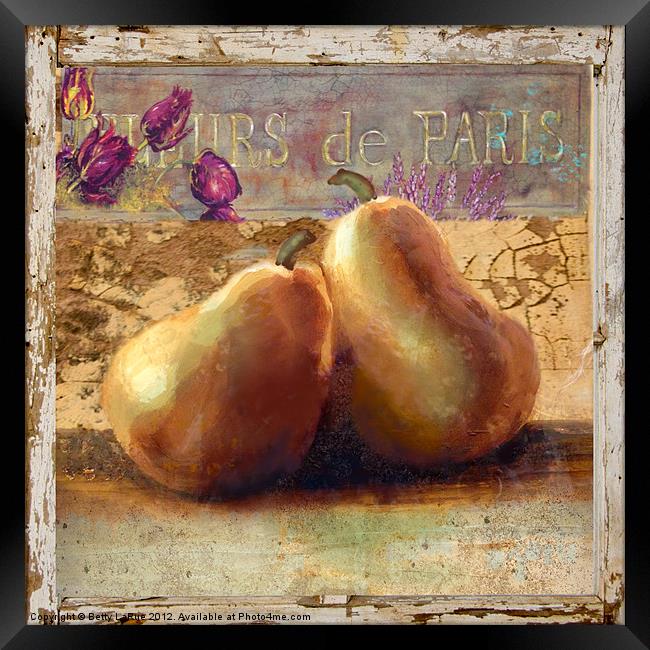 Two Pears Still Life Framed Print by Betty LaRue