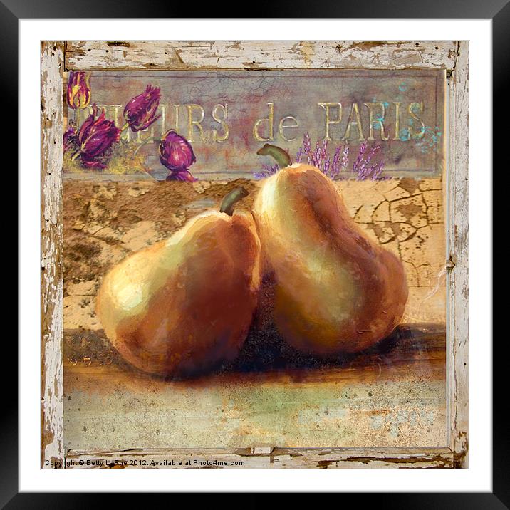Two Pears Still Life Framed Mounted Print by Betty LaRue