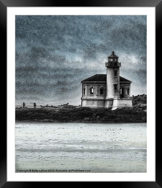 Coquille Lighthouse Drama Framed Mounted Print by Betty LaRue