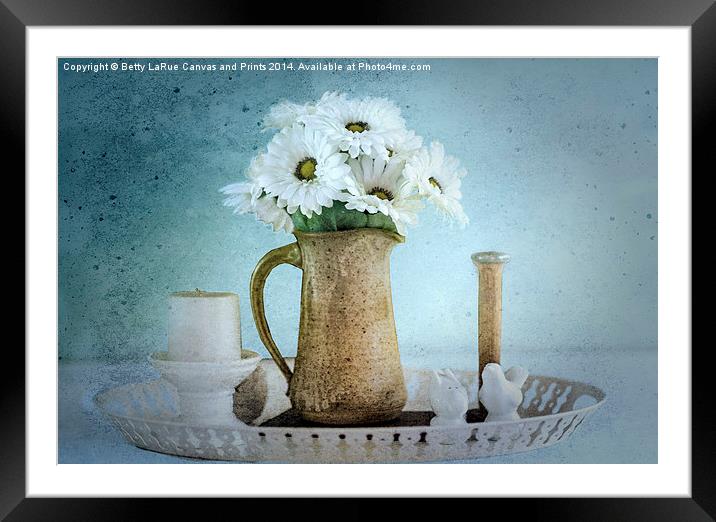 Moody Blue Daisies Framed Mounted Print by Betty LaRue