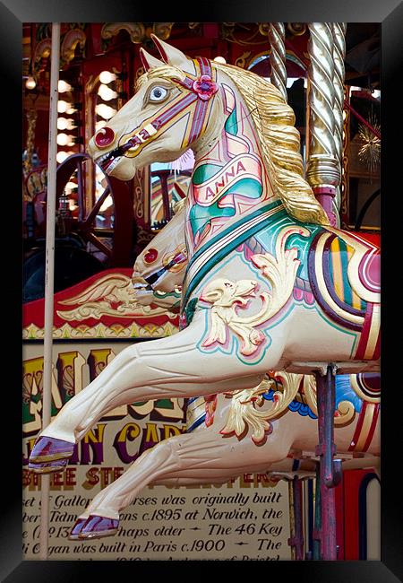 Funfair Carousel Horse Framed Print by VICTORIA HENDRICK