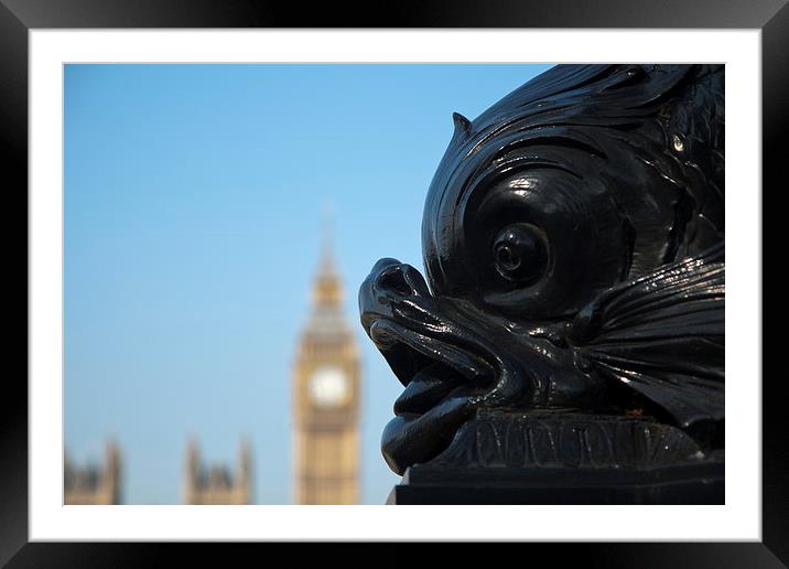 Fish Poking Tongue at Big Ben Framed Mounted Print by Adam Withers