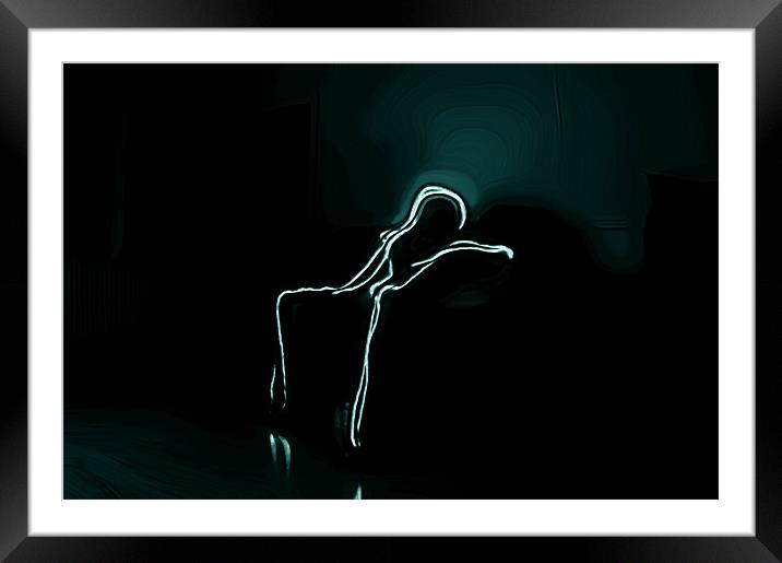 Light Painted Thinker Framed Mounted Print by Naufragus Simia