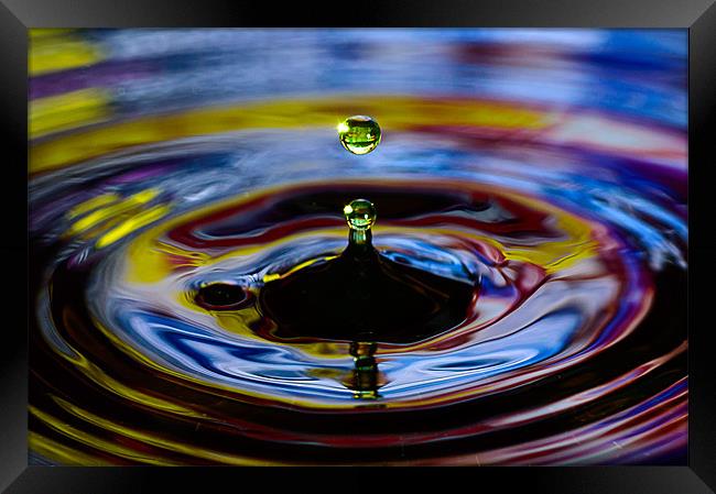 Bouncing droplets of colour Framed Print by Andrew Lee