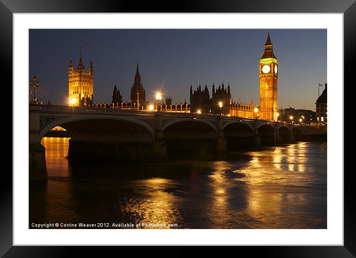 Big Ben & The Houses of Parliament at night Framed Mounted Print by Corrine Weaver