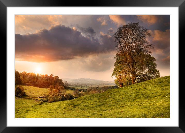 Cotswolds Sunset Framed Mounted Print by Andrew Roland
