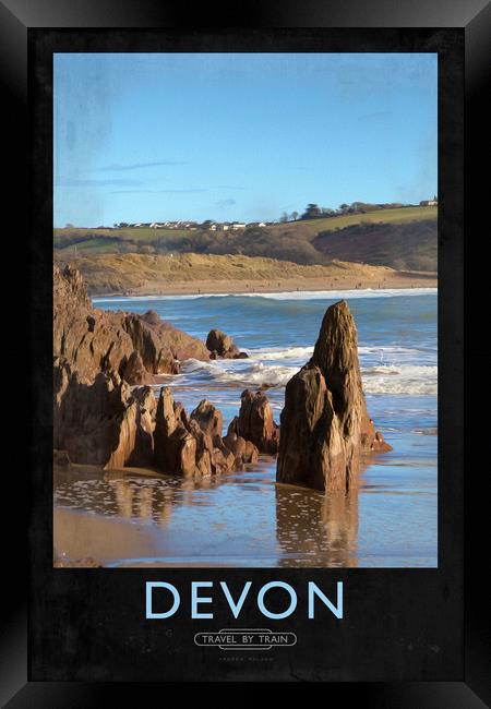 Devon Railway Poster Framed Print by Andrew Roland