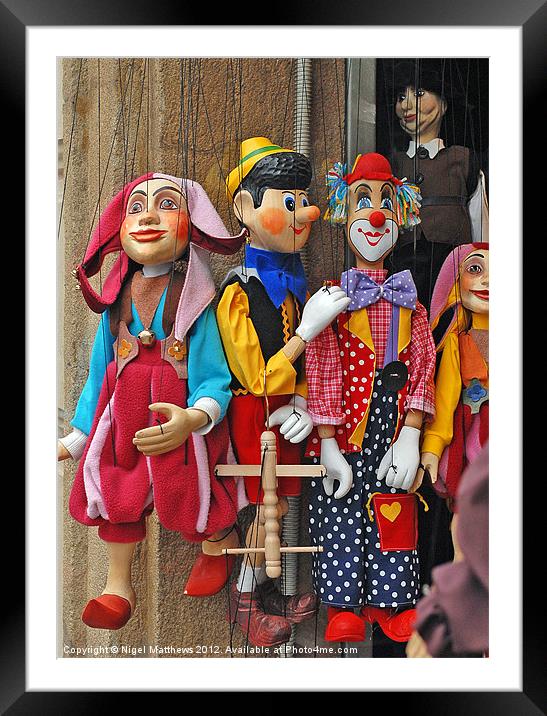 String Puppets Prague Framed Mounted Print by Nigel Matthews