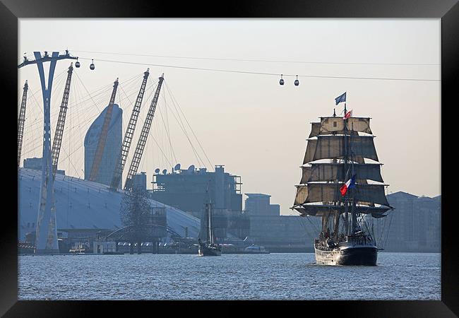 Belem at North Greenwich Framed Print by Rob  Powell