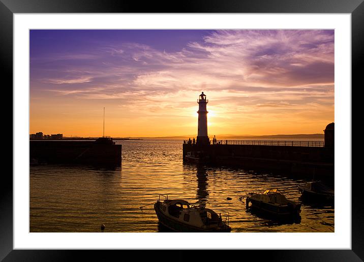 Newhaven harbour Edinburgh lighthouse Framed Mounted Print by James Marsden