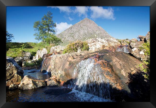 Buachaille Etive Mor waterfall  Framed Print by James Marsden