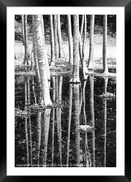 Snowcovered trees with reflections Framed Mounted Print by Kathleen Smith (kbhsphoto)