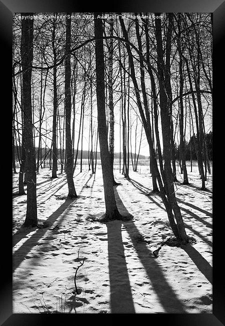 Trees in winter with shadows Framed Print by Kathleen Smith (kbhsphoto)