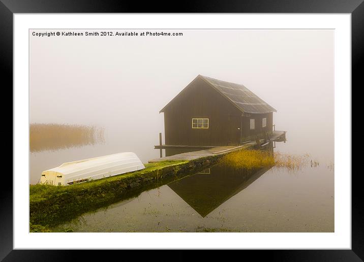 Boat house in mist Framed Mounted Print by Kathleen Smith (kbhsphoto)
