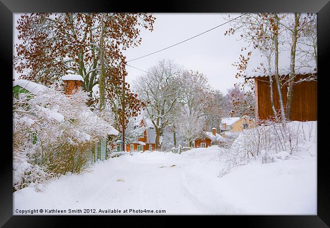 Small village in snow Framed Print by Kathleen Smith (kbhsphoto)