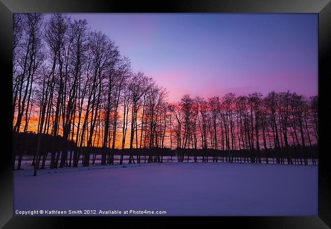 Sunset in winter landscape Framed Print by Kathleen Smith (kbhsphoto)