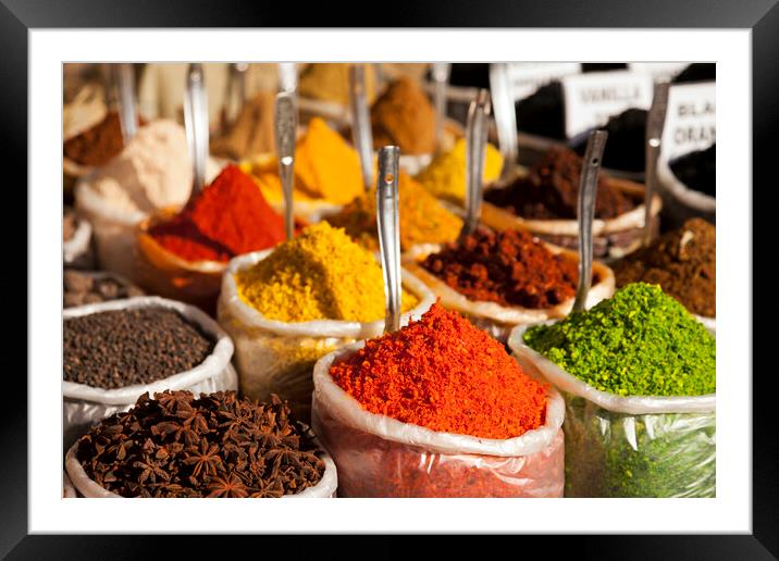 colourful spices Framed Mounted Print by peter schickert