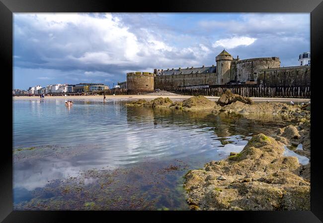 Saint Malo, Brittany Framed Print by peter schickert