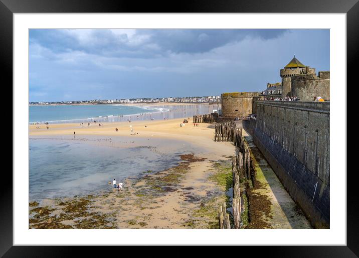 beach in Saint Malo, Brittany Framed Mounted Print by peter schickert