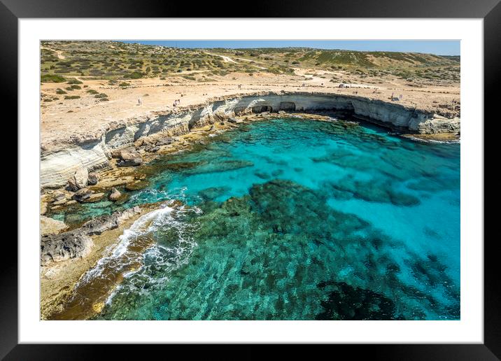 Sea Caves Cyprus Framed Mounted Print by peter schickert