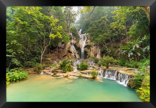 Tat Kuang Si Waterfall  Framed Print by peter schickert