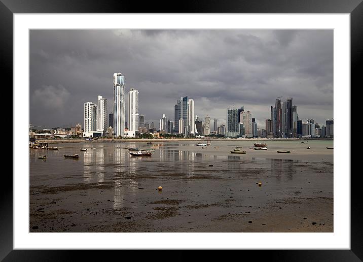 skyline of Panama City Framed Mounted Print by peter schickert
