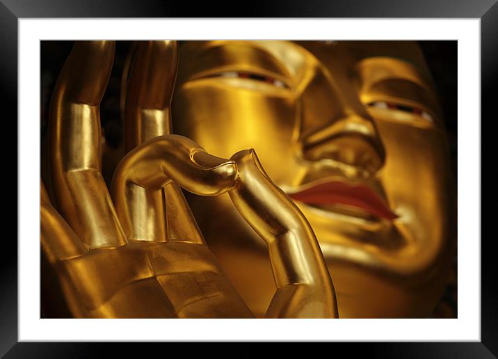 golden buddha in seoul Framed Mounted Print by peter schickert