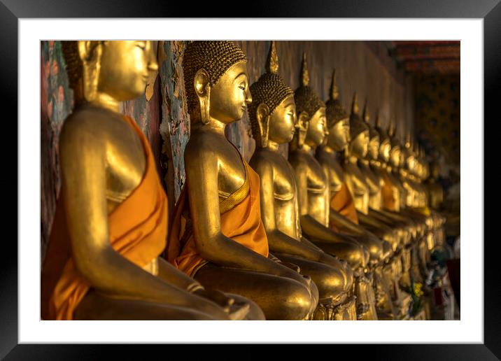 golden Buddha Statues Framed Mounted Print by peter schickert
