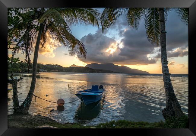 Dominica sunset, Caribbean Framed Print by peter schickert