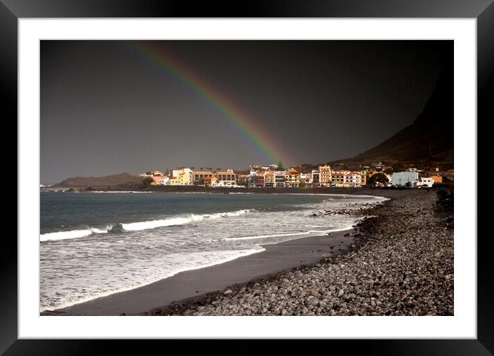 rainbow at Valle Gran Rey, La Gomera Framed Mounted Print by peter schickert