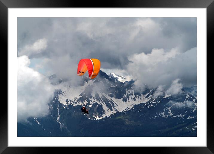 Paraglider in the  Allgäu Alps Framed Mounted Print by peter schickert