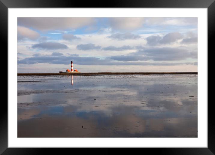 North Sea lighthouse Framed Mounted Print by peter schickert