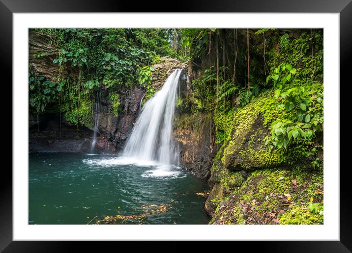 Waterfall Guadeloupe Framed Mounted Print by peter schickert