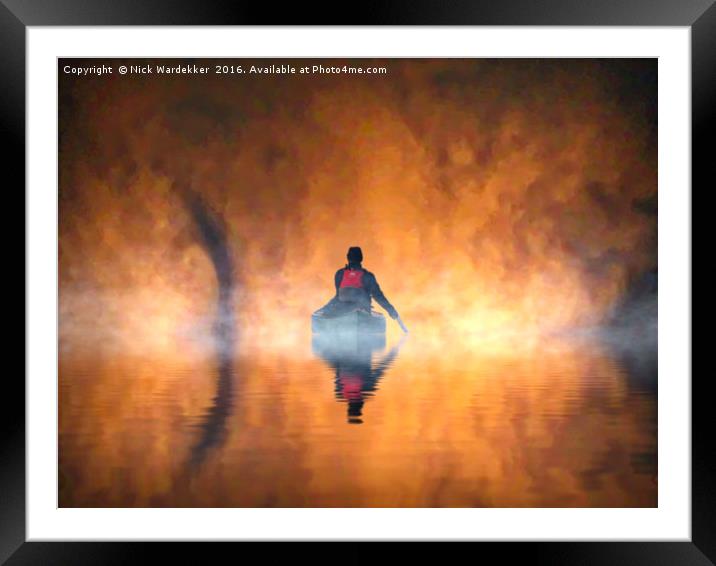Tham Khoun Xe cave river in the early mist. Framed Mounted Print by Nick Wardekker