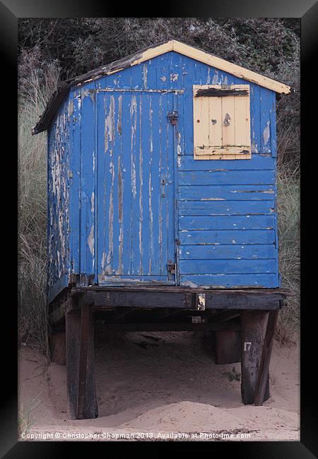 Beaten Up Beach Hut Framed Print by Christopher Chapman