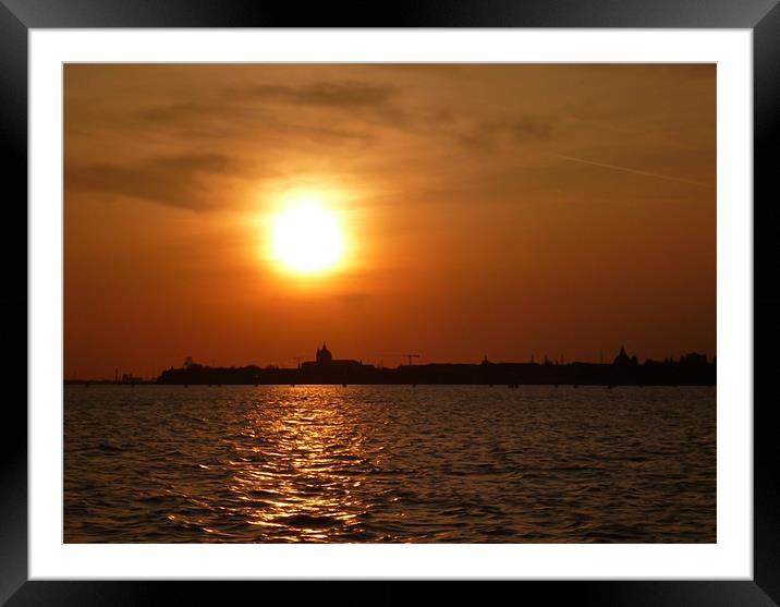 Sun going down over Venice. Framed Mounted Print by Kitty 